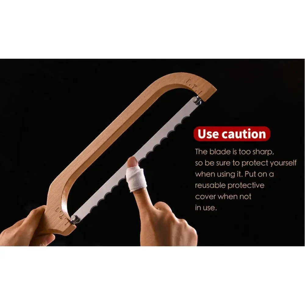 360 Rotating Wooden Bread Knife Serrated Bow Slicer Left Right Handed Beechwood